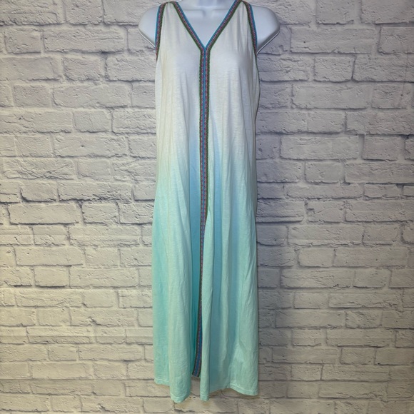 Pitusa PIMA SUNDRESS Swimsuit Cover Up White Blue Ombre Beach Resort Wear - Picture 5 of 16